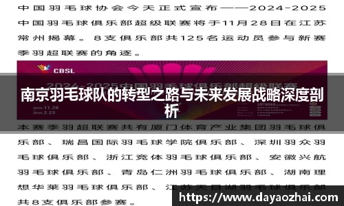 南京羽毛球队的转型之路与未来发展战略深度剖析